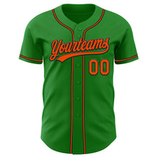 Load image into Gallery viewer, Custom Grass Green Orange-Black Authentic Baseball Jersey
