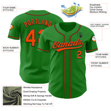 Load image into Gallery viewer, Custom Grass Green Orange-Black Authentic Baseball Jersey
