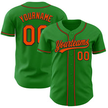 Load image into Gallery viewer, Custom Grass Green Orange-Black Authentic Baseball Jersey
