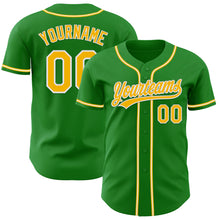 Load image into Gallery viewer, Custom Grass Green Gold-White Authentic Baseball Jersey
