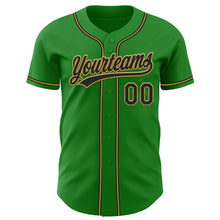 Load image into Gallery viewer, Custom Grass Green Black-Old Gold Authentic Baseball Jersey
