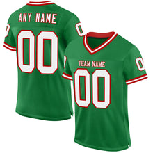 Load image into Gallery viewer, Custom Grass Green White-Red Mesh Authentic Throwback Football Jersey
