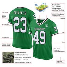 Load image into Gallery viewer, Custom Grass Green White-Black Mesh Authentic Throwback Football Jersey
