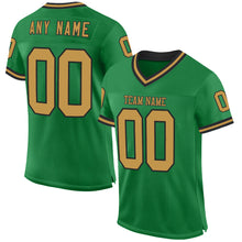 Load image into Gallery viewer, Custom Grass Green Old Gold-Black Mesh Authentic Throwback Football Jersey
