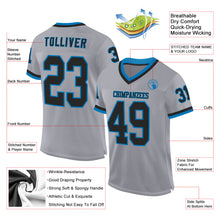 Load image into Gallery viewer, Custom Gray Black-Blue Mesh Authentic Throwback Football Jersey
