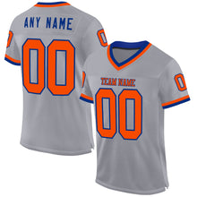 Load image into Gallery viewer, Custom Gray Orange-Royal Mesh Authentic Throwback Football Jersey
