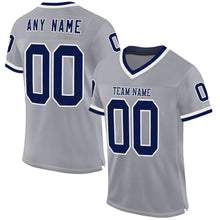 Load image into Gallery viewer, Custom Gray Navy-White Mesh Authentic Throwback Football Jersey
