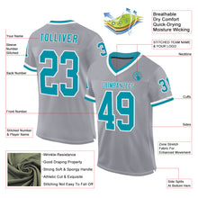 Load image into Gallery viewer, Custom Gray Teal-White Mesh Authentic Throwback Football Jersey
