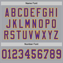 Load image into Gallery viewer, Custom Gray Purple-Gold Mesh Authentic Throwback Football Jersey
