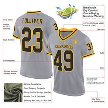 Load image into Gallery viewer, Custom Gray Black-Gold Mesh Authentic Throwback Football Jersey
