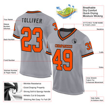 Load image into Gallery viewer, Custom Gray Orange-Black Mesh Authentic Throwback Football Jersey
