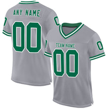 Load image into Gallery viewer, Custom Gray Kelly Green-White Mesh Authentic Throwback Football Jersey
