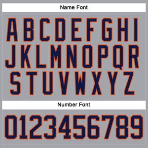 Custom Gray Navy-Orange Hockey Lace Neck Jersey