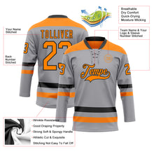 Load image into Gallery viewer, Custom Gray Bay Orange-Black Hockey Lace Neck Jersey
