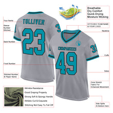 Load image into Gallery viewer, Custom Gray Teal-Black Mesh Authentic Throwback Football Jersey
