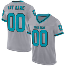 Load image into Gallery viewer, Custom Gray Teal-Black Mesh Authentic Throwback Football Jersey
