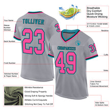 Load image into Gallery viewer, Custom Gray Pink Black-Teal Mesh Authentic Throwback Football Jersey
