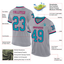 Load image into Gallery viewer, Custom Gray Teal Black-Pink Mesh Authentic Throwback Football Jersey
