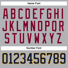 Load image into Gallery viewer, Custom Gray Navy Gold-Maroon Hockey Jersey
