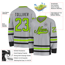 Load image into Gallery viewer, Custom Gray Neon Green-Black Hockey Jersey
