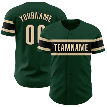 Custom Green Cream-Black Authentic Baseball Jersey