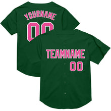 Load image into Gallery viewer, Custom Green Pink-White Mesh Authentic Throwback Baseball Jersey
