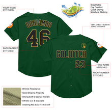 Load image into Gallery viewer, Custom Green Black-Old Gold Mesh Authentic Throwback Baseball Jersey
