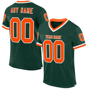 Custom Green Orange-White Mesh Authentic Throwback Football Jersey