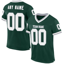 Load image into Gallery viewer, Custom Green White-Gray Mesh Authentic Throwback Football Jersey
