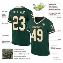 Load image into Gallery viewer, Custom Green Cream-Black Mesh Authentic Throwback Football Jersey
