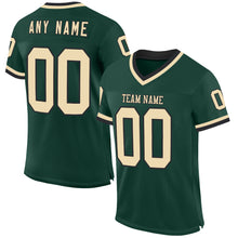 Load image into Gallery viewer, Custom Green Cream-Black Mesh Authentic Throwback Football Jersey
