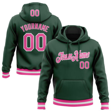 Custom Stitched Green Pink-White Sports Pullover Sweatshirt Hoodie