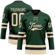 Load image into Gallery viewer, Custom Green Cream-Black Hockey Lace Neck Jersey
