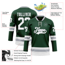 Load image into Gallery viewer, Custom Green White-Gray Hockey Lace Neck Jersey
