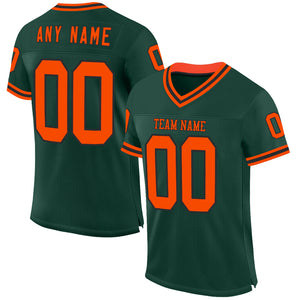 Custom Green Orange-Black Mesh Authentic Throwback Football Jersey