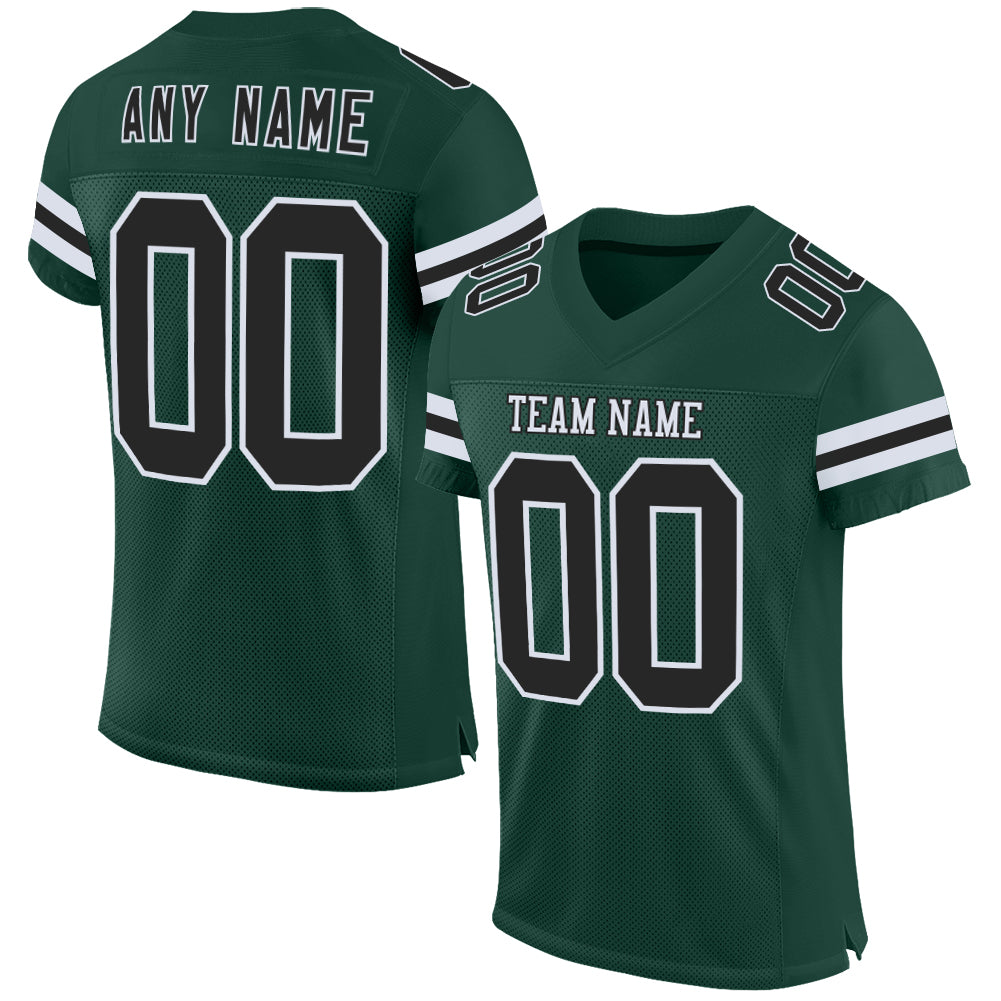 Custom Green Black-White Mesh Authentic Football Jersey