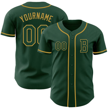 Custom Green Old Gold Authentic Baseball Jersey