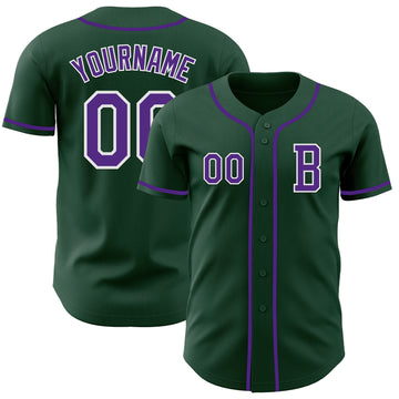 Custom Green Purple-White Authentic Baseball Jersey