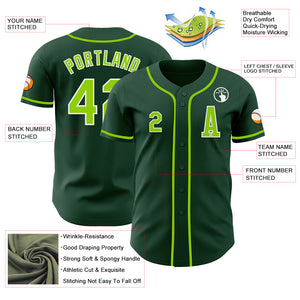 Custom Green Neon Green-White Authentic Baseball Jersey