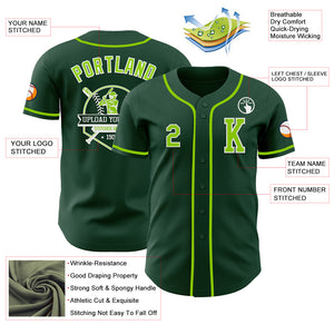 Custom Green Neon Green-White Authentic Baseball Jersey