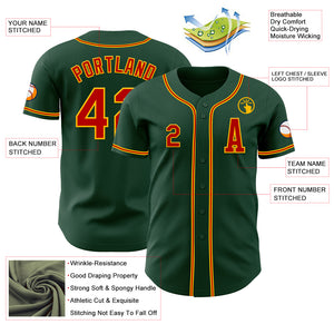 Custom Green Red-Gold Authentic Baseball Jersey