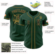 Load image into Gallery viewer, Custom Green Black-Old Gold Authentic Baseball Jersey
