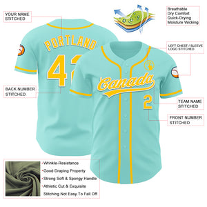 Custom Ice Blue Yellow-White Authentic Baseball Jersey