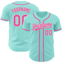 Load image into Gallery viewer, Custom Ice Blue Pink-White Authentic Baseball Jersey
