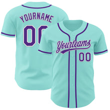 Load image into Gallery viewer, Custom Ice Blue Purple-White Authentic Baseball Jersey
