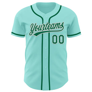 Custom Ice Blue Kelly Green-White Authentic Baseball Jersey