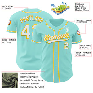 Custom Ice Blue White-Yellow Authentic Baseball Jersey