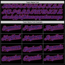 Load image into Gallery viewer, Custom Black Purple-Pink Bomber Full-Snap Varsity Letterman Lapel Collar Byron Jacket
