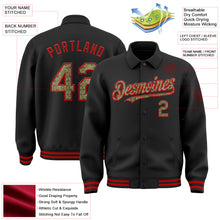 Load image into Gallery viewer, Custom Black Camo-Red Bomber Full-Snap Varsity Letterman Lapel Collar Byron Jacket
