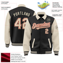 Load image into Gallery viewer, Custom Black Cream-Red Bomber Full-Snap Varsity Letterman Two Tone Lapel Collar Byron Jacket
